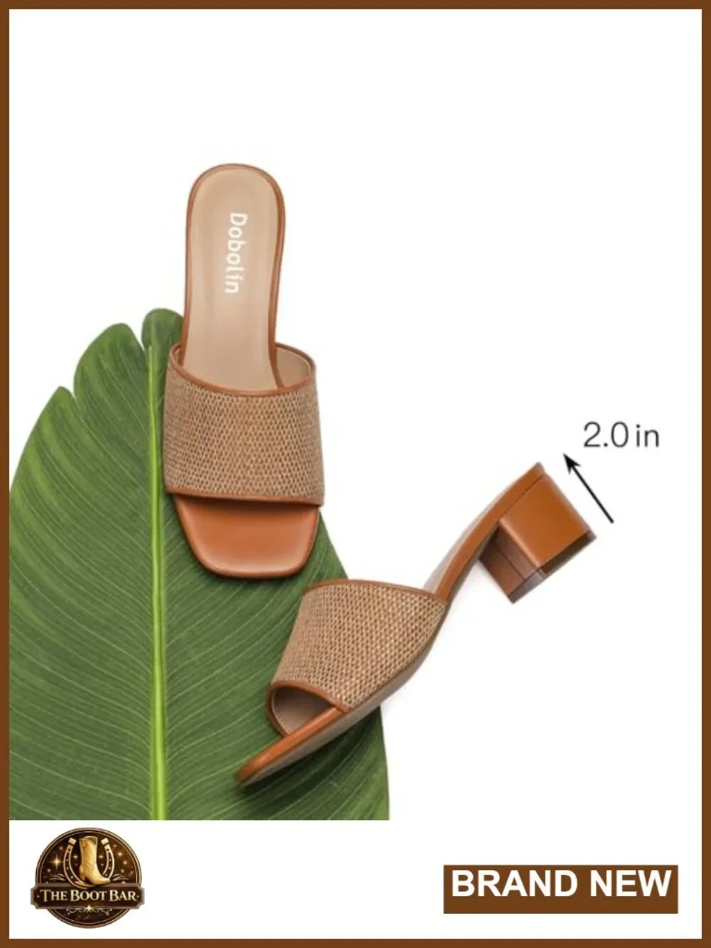 Woven Block Heel Slide Sandals Square Toe Mules for Women